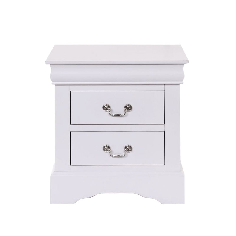 Table de chevet 2 en blanc et pin pour améliorer la fonctionnalité de la chambre à coucher avec finition à 2 tiroirs