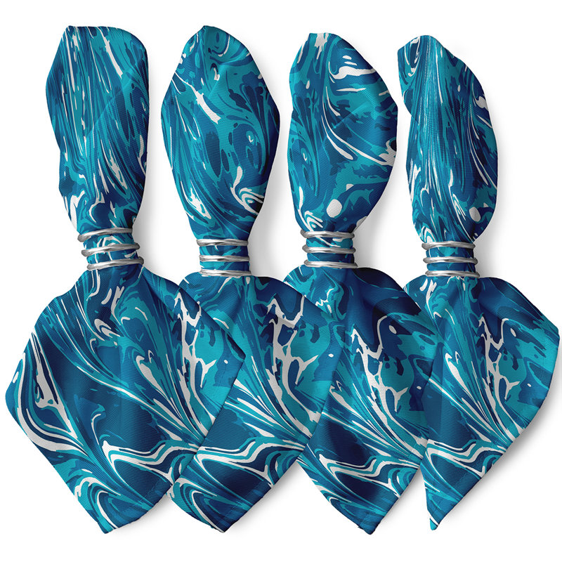 Ashonte Polyester Abstract Square Napkin, Teal