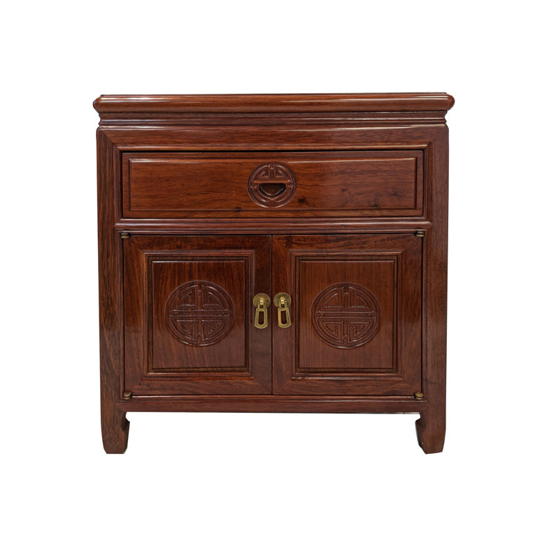 Carved Chinese End Table Rounded Peking Style