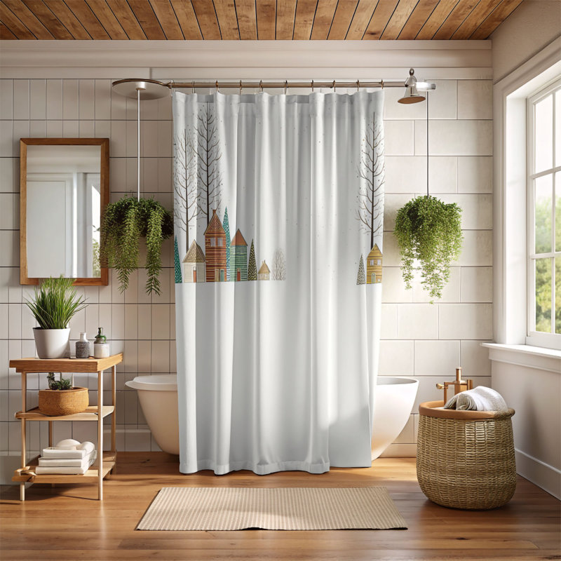Cosy Flurries - Rideau de douche Premium, L 71 po x L 74 po