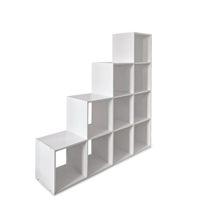 10 Cube Bookcase Open Compartments Bookshelf for Living Room Bedroom Home Office, White, 123" H x 121" W x 30" D