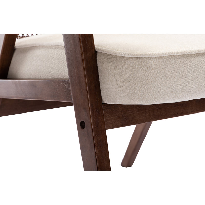 Fauteuil de 24,8 po de largeur, 100% polyester beige / brun, Noyer