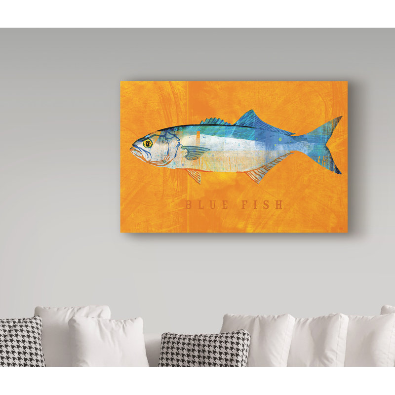 Kaior 'Bluefish' Graphic Art Print on Wrapped Canvas, 22" H x 32" W x 2" D