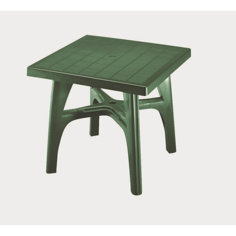 Minnesota Square Outdoor Dining Table With Umbrella Hole , 80cm cm W 80cm cm D, Forest Green