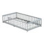 Lit simple gris avec clôture, idéal pour les espaces résidentiels compacts, favorise l'autonomie 7 lattes en contreplaqué Support optimal du matelas, aide à développer l'autonomie-1146217329