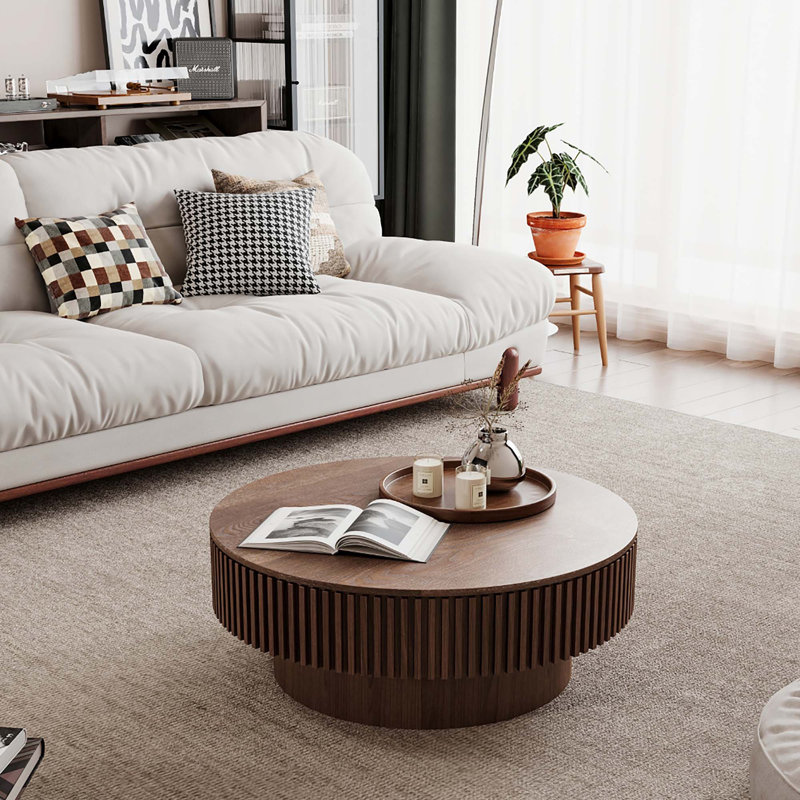 31.5'' Modern Round Coffee Table With Storage