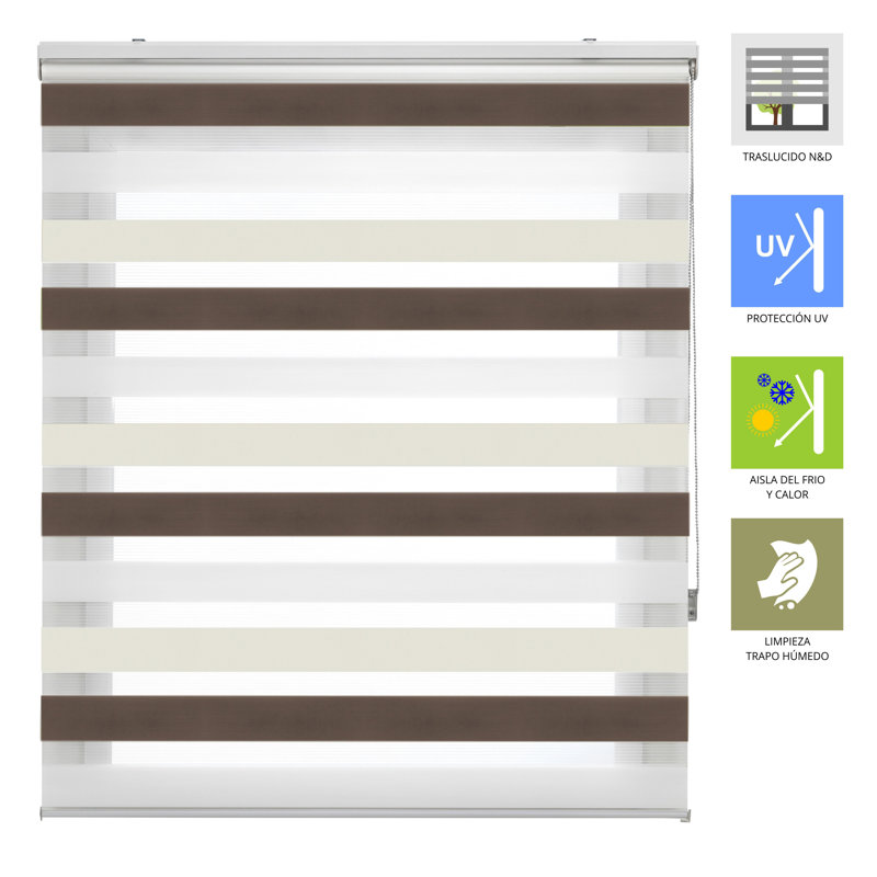 Semi Sheer Zebra Shades, 160x180, brown-cream-white