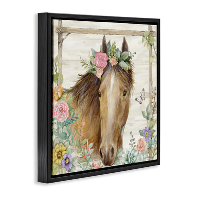 The Look Horse with Flowers Floater Canvas Wall Art, design by Susan Winget
