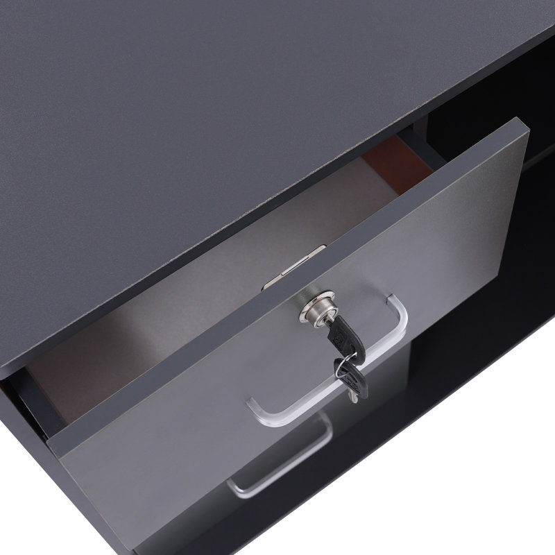 Mobile Freestanding File Cabinet For Home Office With Lock, Grey