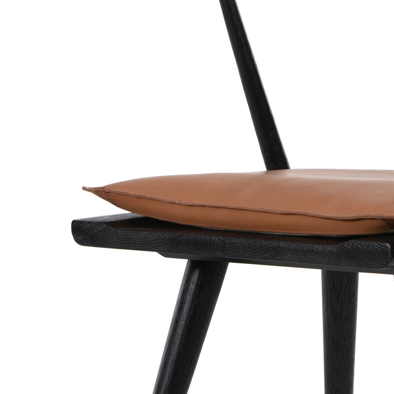 Ripley Dining Chair with Cushion, Black Oak, Whiskey Saddle