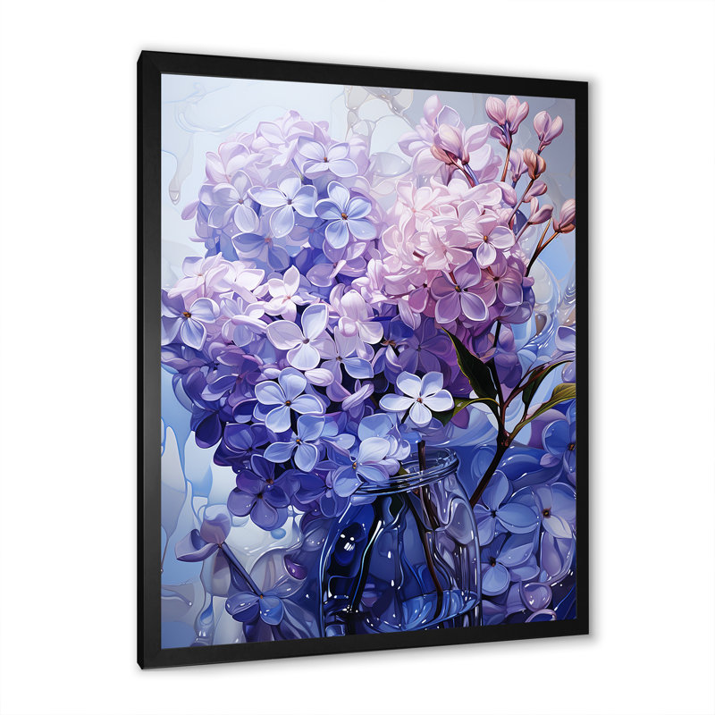 Lilacs Flow Grace - reproduction sur toile, Cadre simple noir, H 32 po x l 24 po x P 1 po