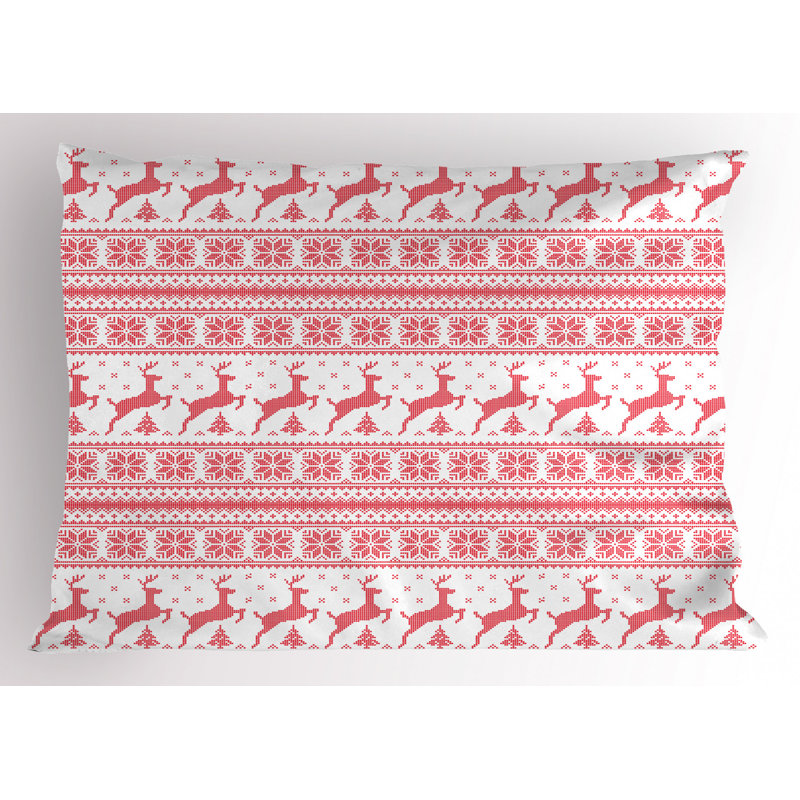 Taie décorative en microfibre de polyester rose / blanc, Grand lit