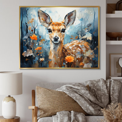 Art mural sur toile de cerf, reproduction de faune gracieuse - Collage gracieux de cerf I