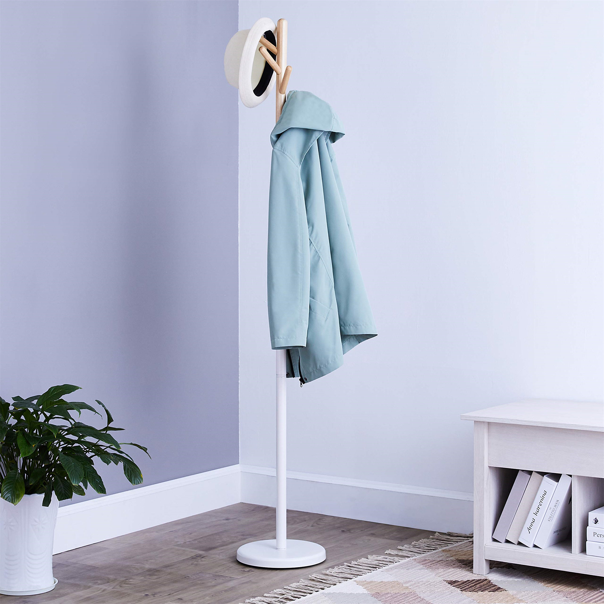 Ebern Designs Solid Wood Freestanding 6 - Hook Coat Rack | Wayfair.co.uk