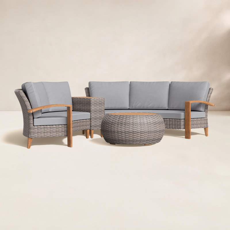 Ensemble de conversation modulaire avec coussins 4 pièces Teague
