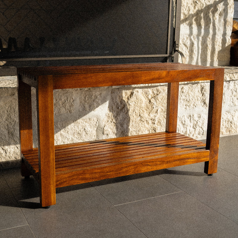 Collinge Teak Shower Bench, 18" H x 30" W x 12.25" D