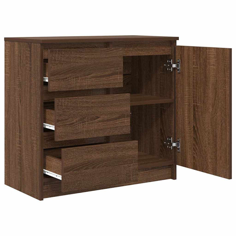 Sideboard With Drawer 71X35x65 Cm Engineered Wood, Brown Oak