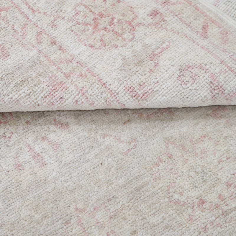 Petit tapis décoratif turc beige 3 x 5 pi, 100% laine noué à la main
