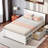 Wooden Platform Bed With A Drawer, Open Shelves And Pull-out Storage Cabinet-1139490964