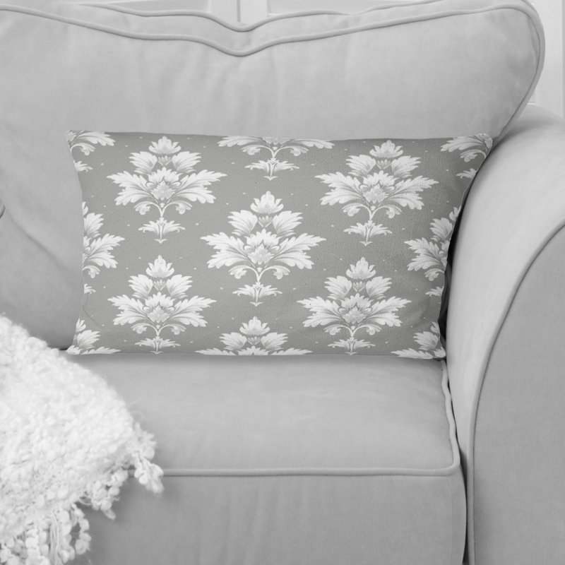 Coussin lombaire gris et blanc à motif argyle I