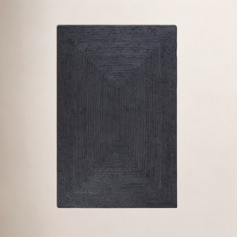 Tapis gris anthracite en jute / sisal tressé à la main Gage, Rectangle 5 pi x 8 pi