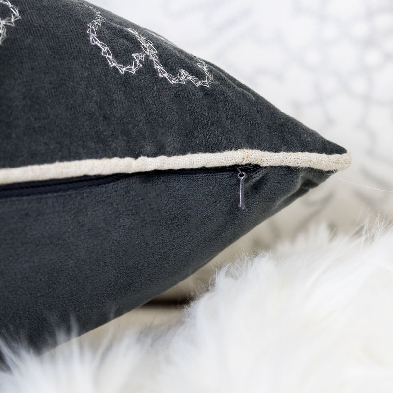 Holiday Square Velvet Pillow Cover & Insert, Gray