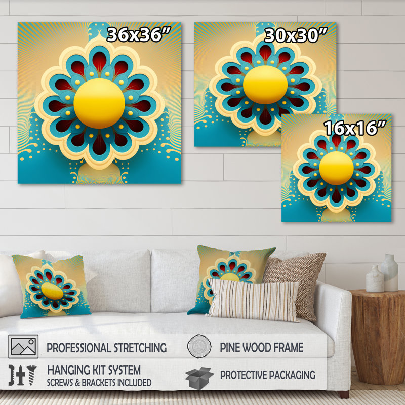 «Blossoming Golden Moon I», reproduction sur toile, H 30 po x l 30 po x P 1 po, Toile tendue