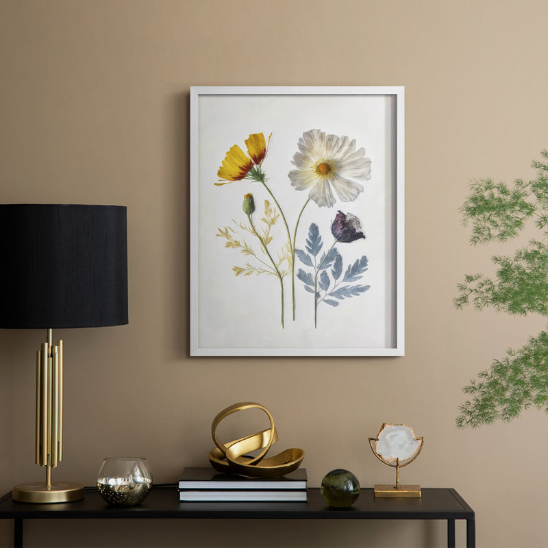 Pressed Flower Memories II, reproduction encadrée - bois massif, H 11 po x l 9 po, Blanc