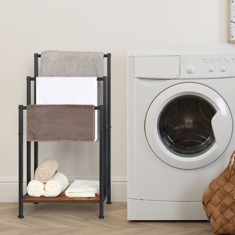 Freestanding Towel Stand, Brown/Black