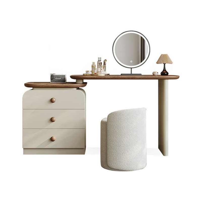 Coiffeuse avec miroir lumineux, 3 tiroirs, prise de courant