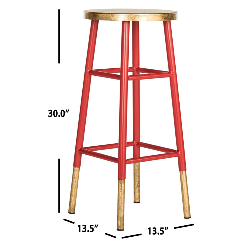 Tabouret de bar et de comptoir Amiaha, Rouge, Tabouret de bar (assise de 30 po de hauteur), Or
