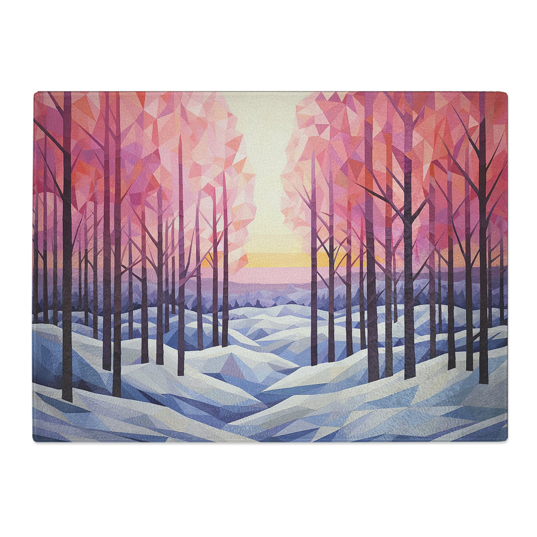 Winter Forest Landscape Geometric No.3  Glass Chopping Board
