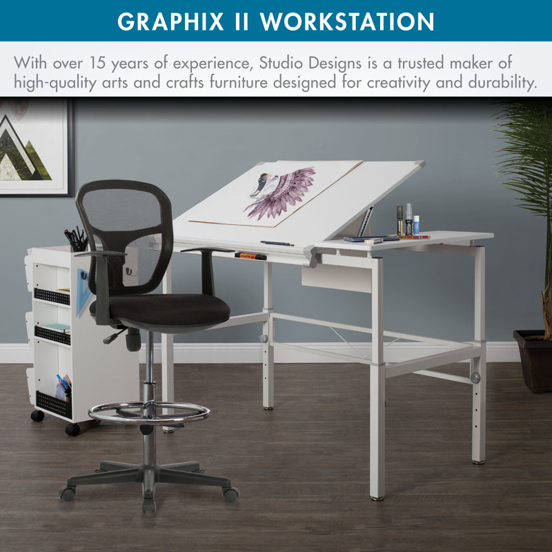 Cowie Adjustable Metal Base Drafting Table, 54" W x 31.5" D