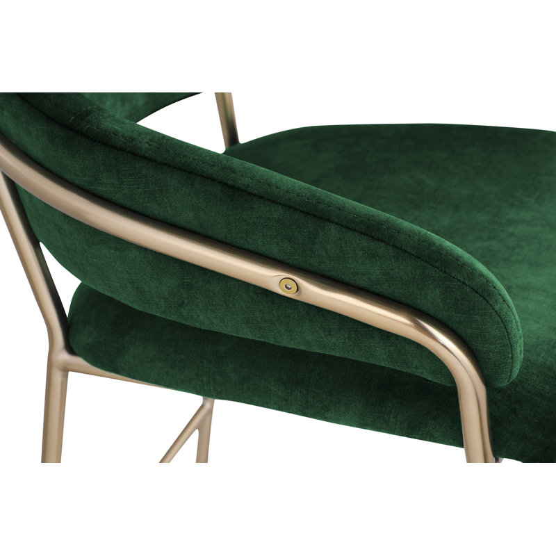 Tabouret de comptoir en velours beige Yara, Velours vert