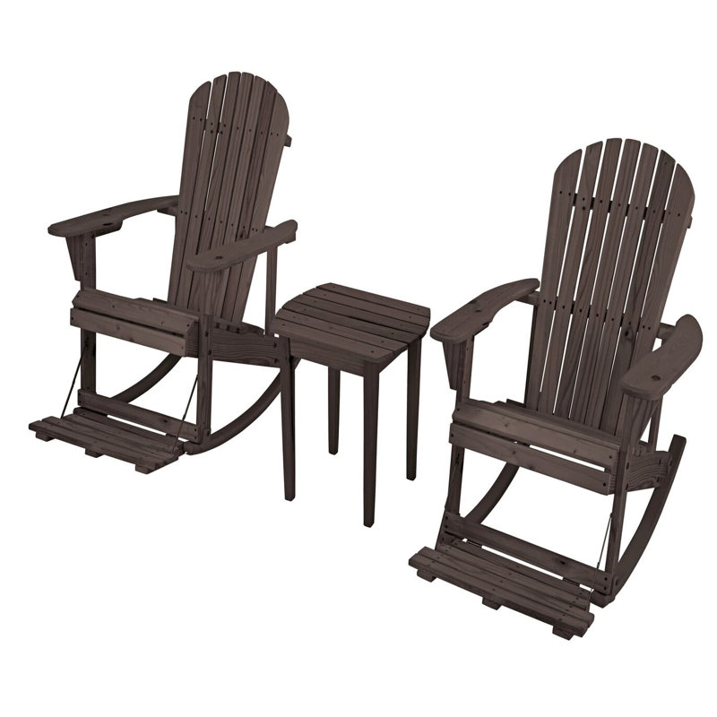 Scottsville Outdoor Adirondack Chair With Table, Dark Brown