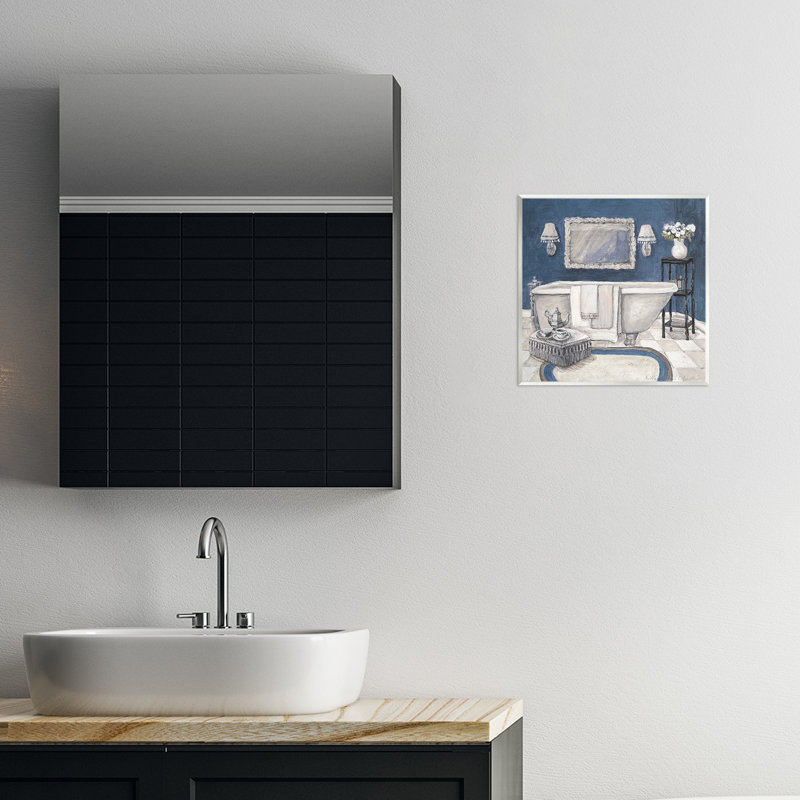 Plaque murale bleue Peaceful Bath, design par Charlene Olson