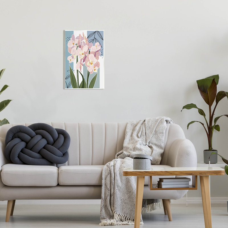 Orchidée moderne carrée, estampe numérique par Ziwei Li, H 19 po x l 13 po x P 0,5 po, Bois