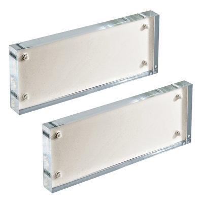 White Acrylic Frame Block with Metal Back Plate 3" X 8", 2-Pack