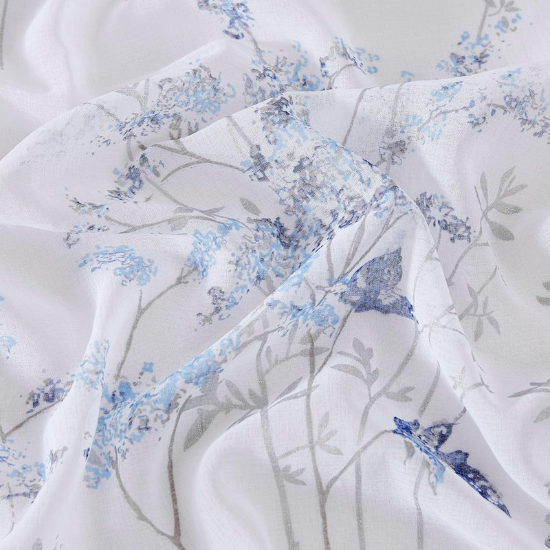 Magnifiques rideaux floraux imprimés pour porte de patio boho pour porte coulissante en verre ou très grandes fenêtres, Bleu