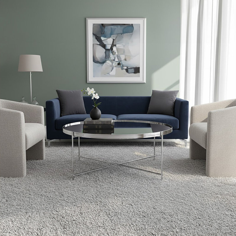 Fultz Cross Legs Coffee Table, Chrome, Sliver Mirrored