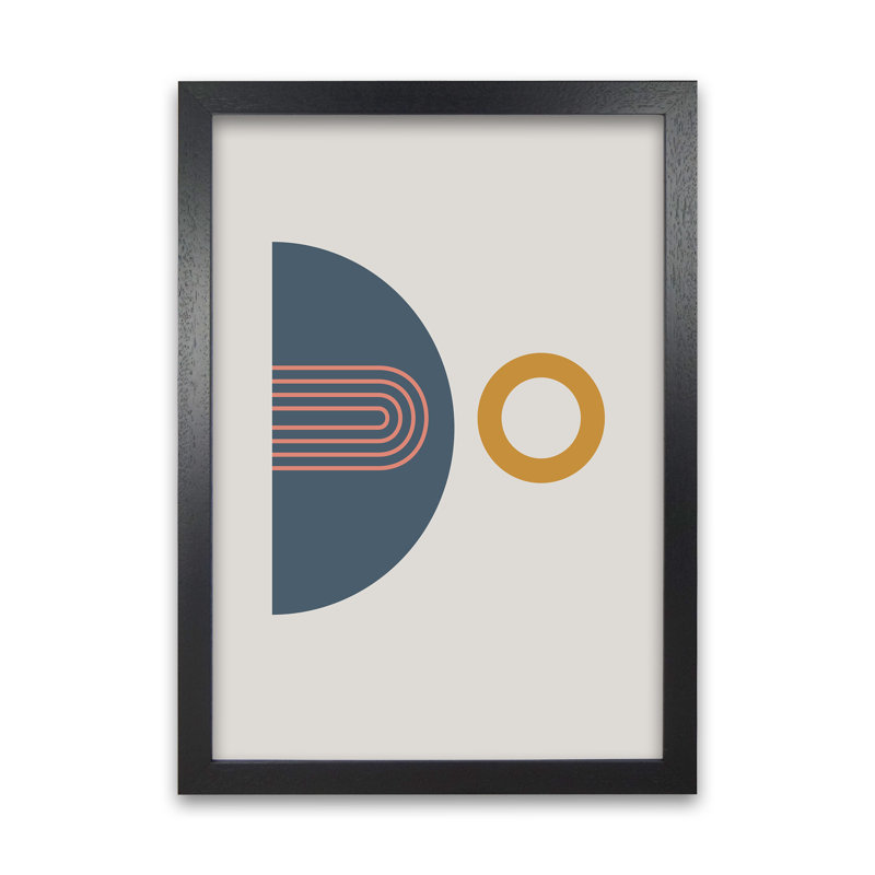 Mid Century Modern On Grey B - Print, 59cm H x 42cm W x 3cm D, Black Frame
