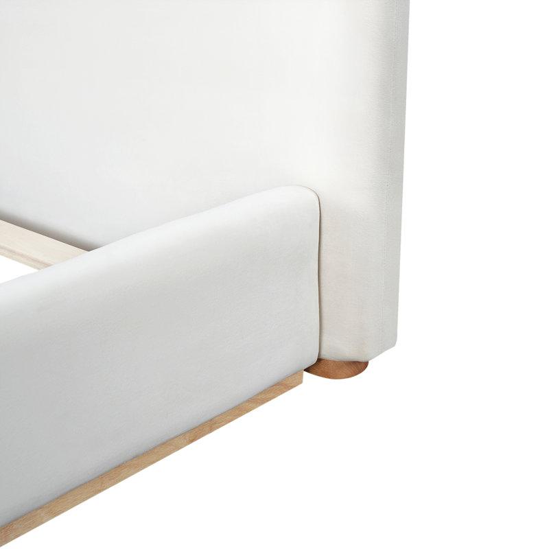 Elegant White Solid Wood Frame King Upholstered Bed For Ultimate Comfort, King