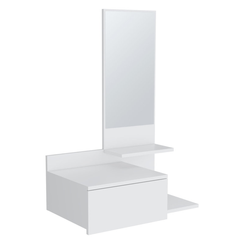 Console Table With 3 Shelf And Full Extension Drawer In White - Style, & Compact 23.6" Wide Floating Design, Modern For Entryway