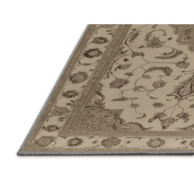 Machine Washable Tabriz Gray Area Rug