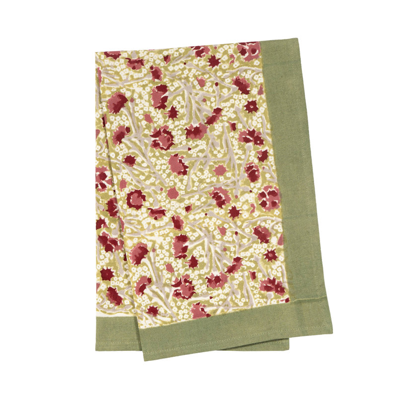 Meadows Floral Tea Towel, Red/Green