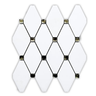 Bianco 11" x 12" Glass/Marble Diamond Mosaic Wall & Floor Tile