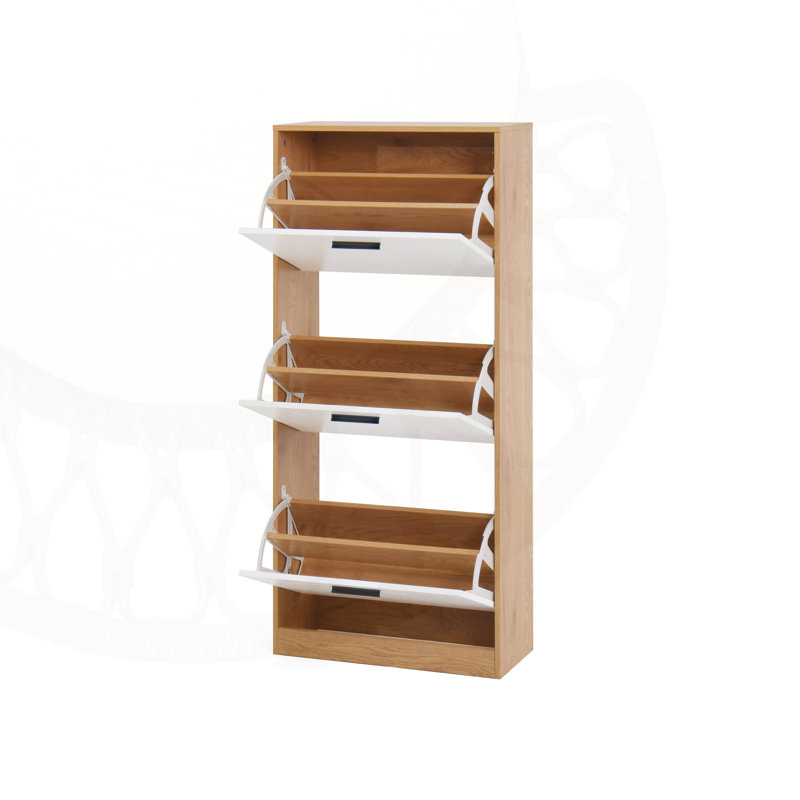 Modern Entryway Shoe Cabinet with 3 Flip Doors, Large Capacity and Space-Saving Design, Ideal for Narrow Spaces and Home Organization.