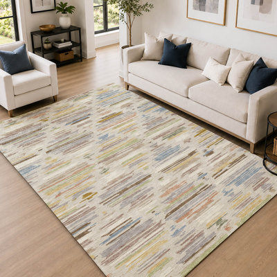 Tapis Prisco AMF2502 de style sud-ouest, lavable à la machine et de qualité supérieure