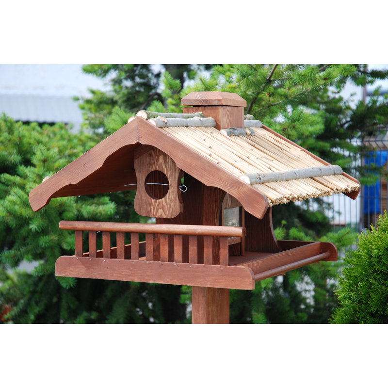 Anary Wood Pole Decorative Bird Feeder