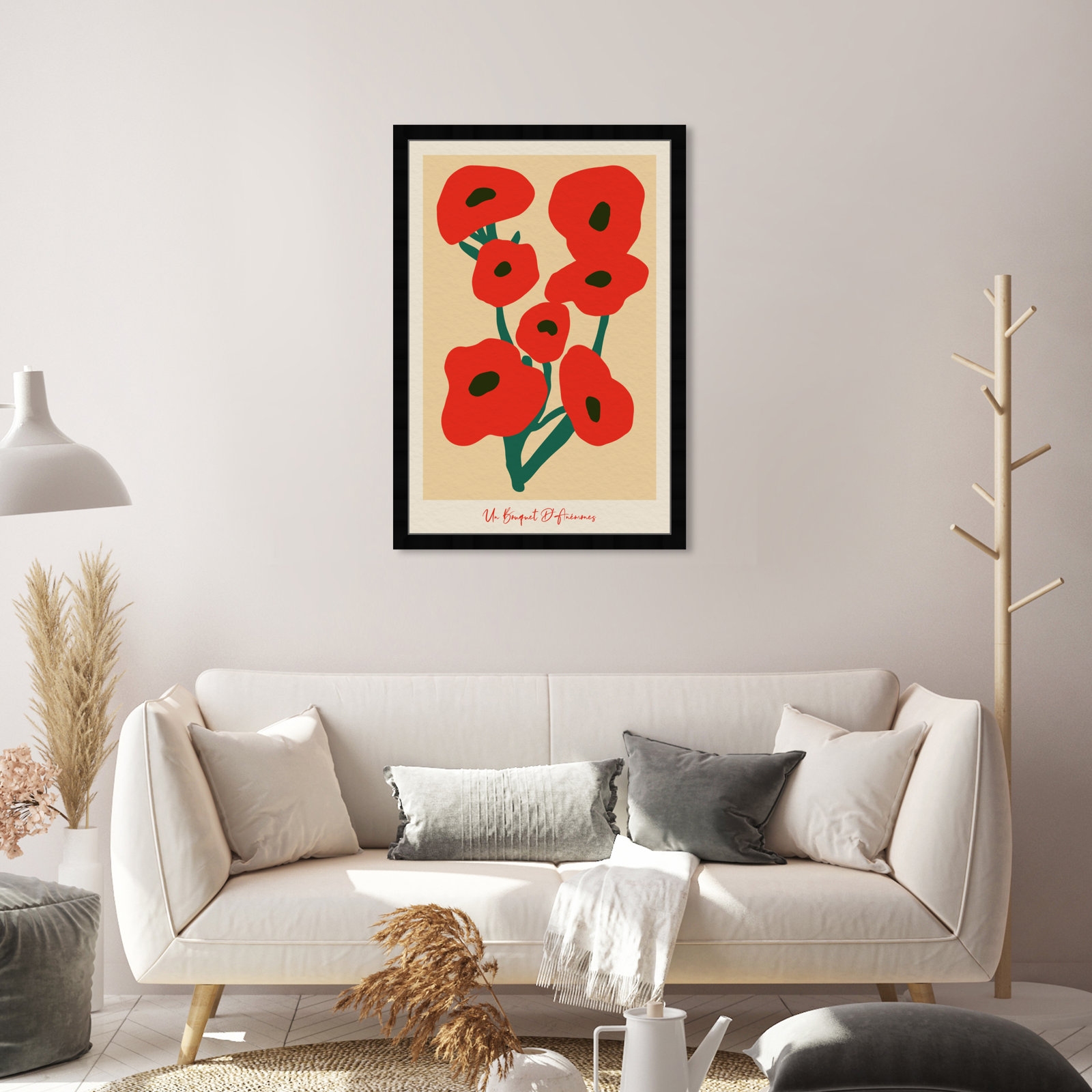 Modern Red Flower Bouquet by Oliver Gal, Black, 32" H x 22" W